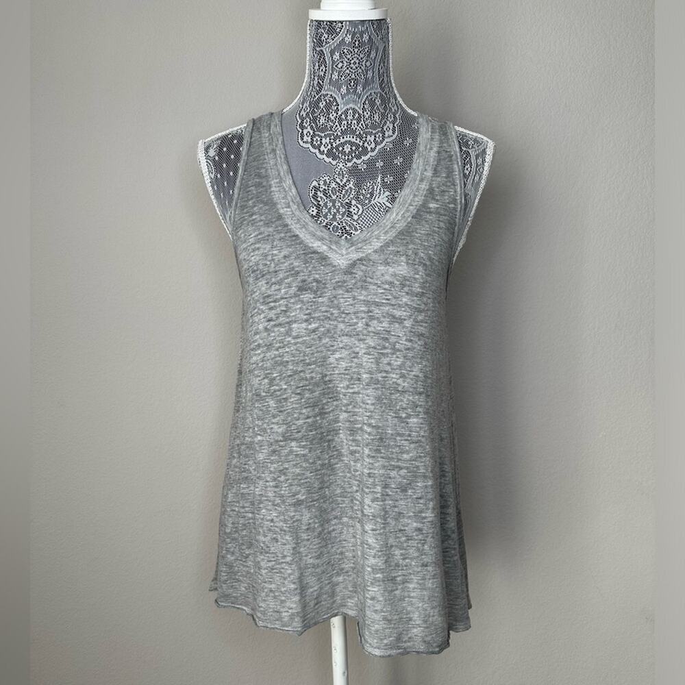 NORDSTROM STEM Womens V-neck Burnout Tank Tunic Top in Grey Size XS